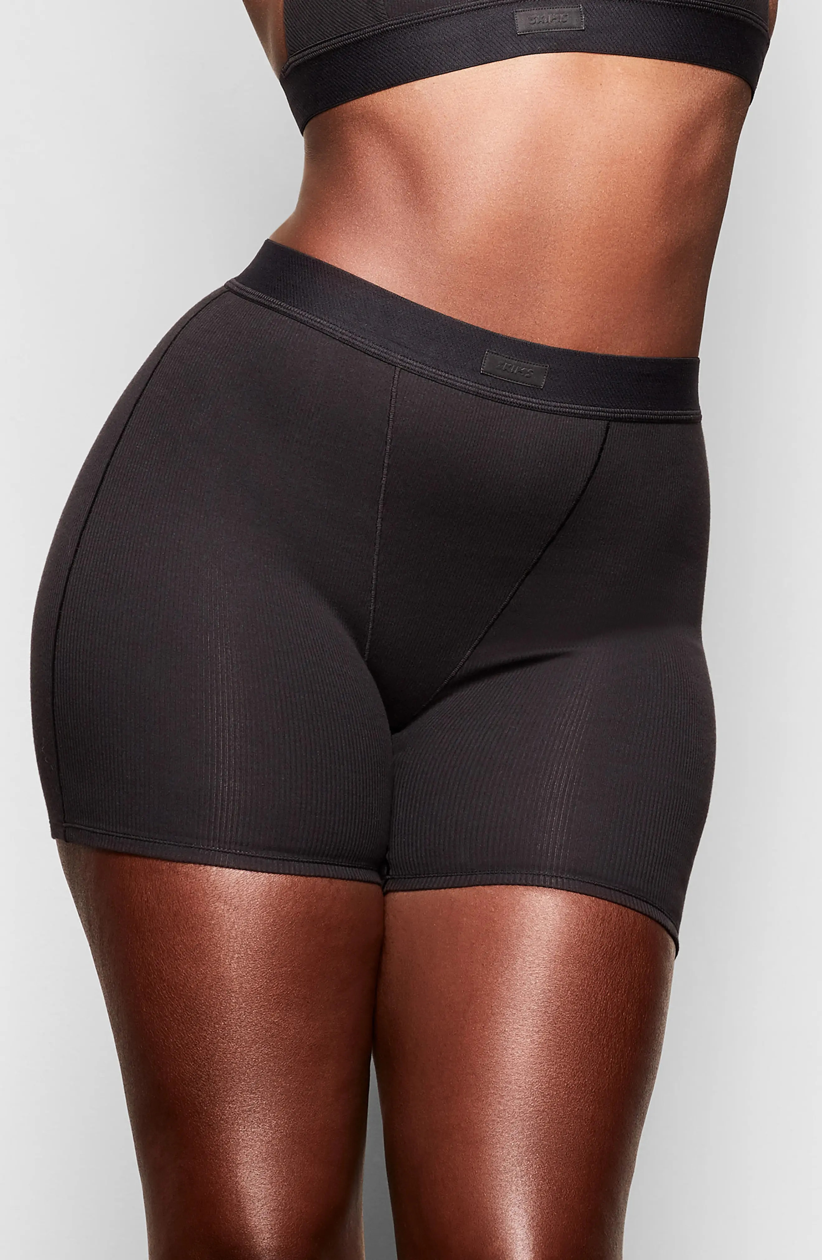 SKIMS Cotton Rib Boxers in Soot at Nordstrom, Size Xx-Small | Nordstrom