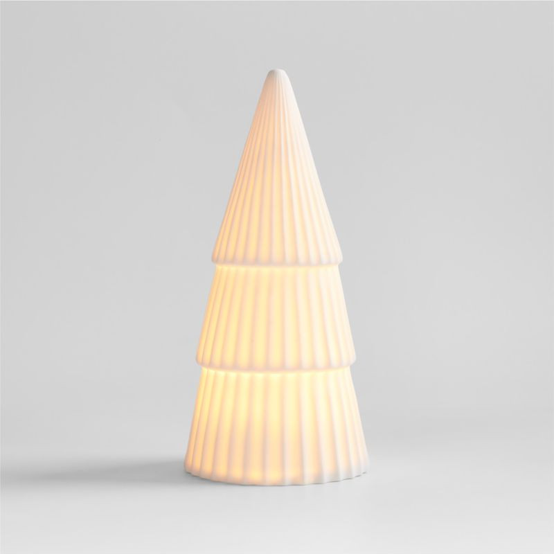 LED Medium White Porcelain Christmas Tree Decorative Object + Reviews | Crate & Barrel | Crate & Barrel
