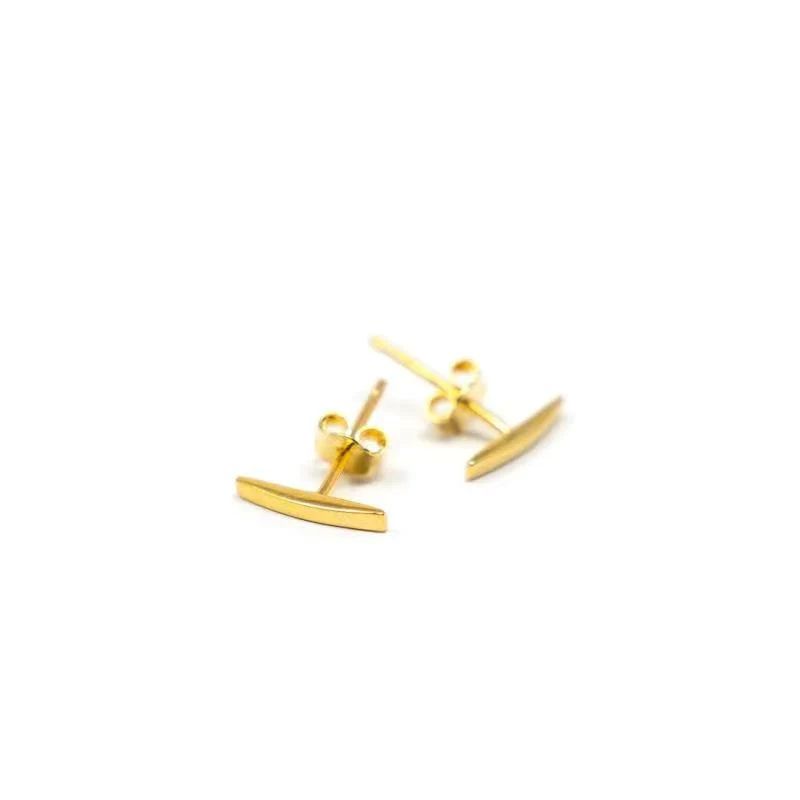 TSK Loverly 14k Gold Bar Earrings | The Sis Kiss