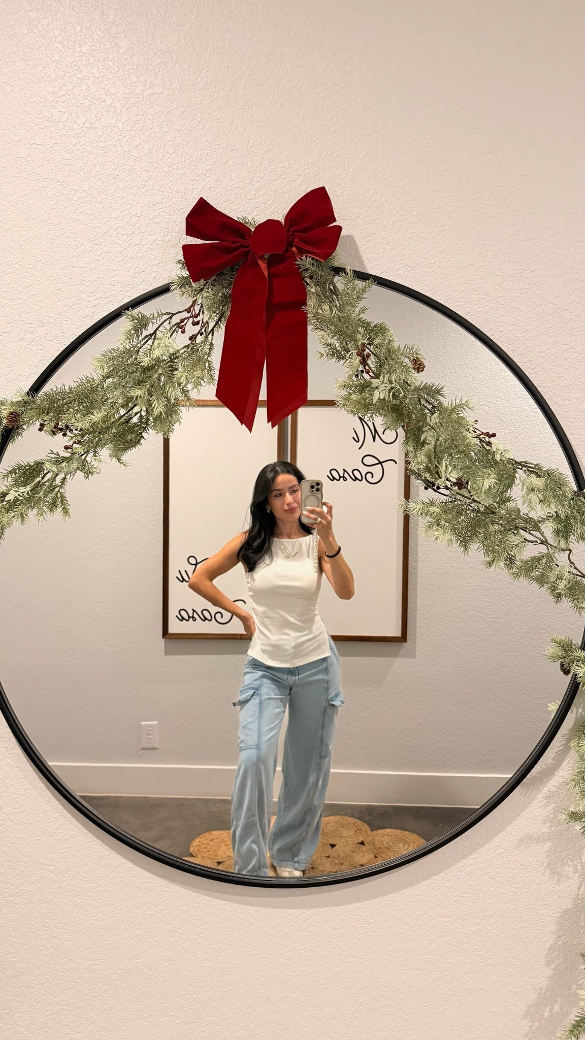 Loving how this garland and bow gave my mirror all the holiday vibes!🎄✨ #LTKHoliday #LTKSeasonal #LTKOOTD #LTKFindsUnder50 #LTKMomLife #LTKGiftGuide

#LTKFindsUnder50 #LTKootd #LTKHoliday