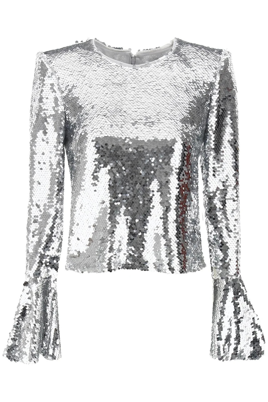 Self-Portrait Sequin Crewneck Cropped Top | Cettire Global