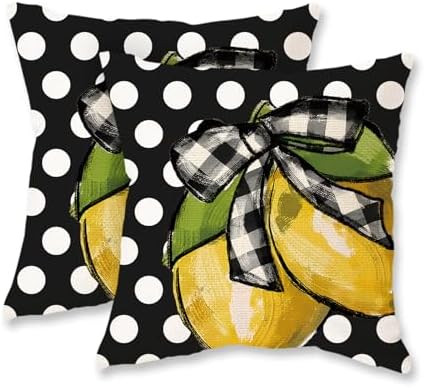 TAJWE Summer Lemon Pillow Covers 18x18 Set of 2 Farmhouse Dots Outdoor Decorative Cushion Cases f... | Amazon (US)