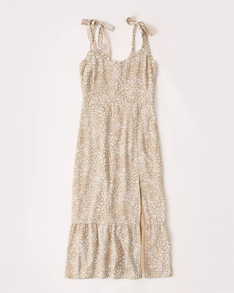 Tiered-Hem Midi Dress | Abercrombie & Fitch US & UK