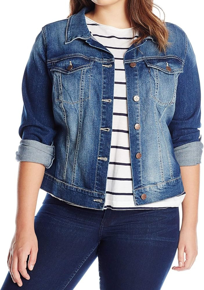 Jessica Simpson Women's Plus Size Pixie Classic Feminine Fit Crop Jean Jacket, Jefford, 2X at Ama... | Amazon (US)