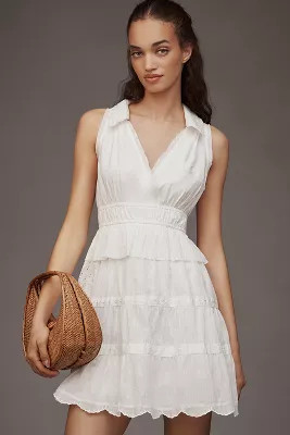 By Anthropologie Collared Halter Tiered Ruffled Mini Dress | Anthropologie (US)