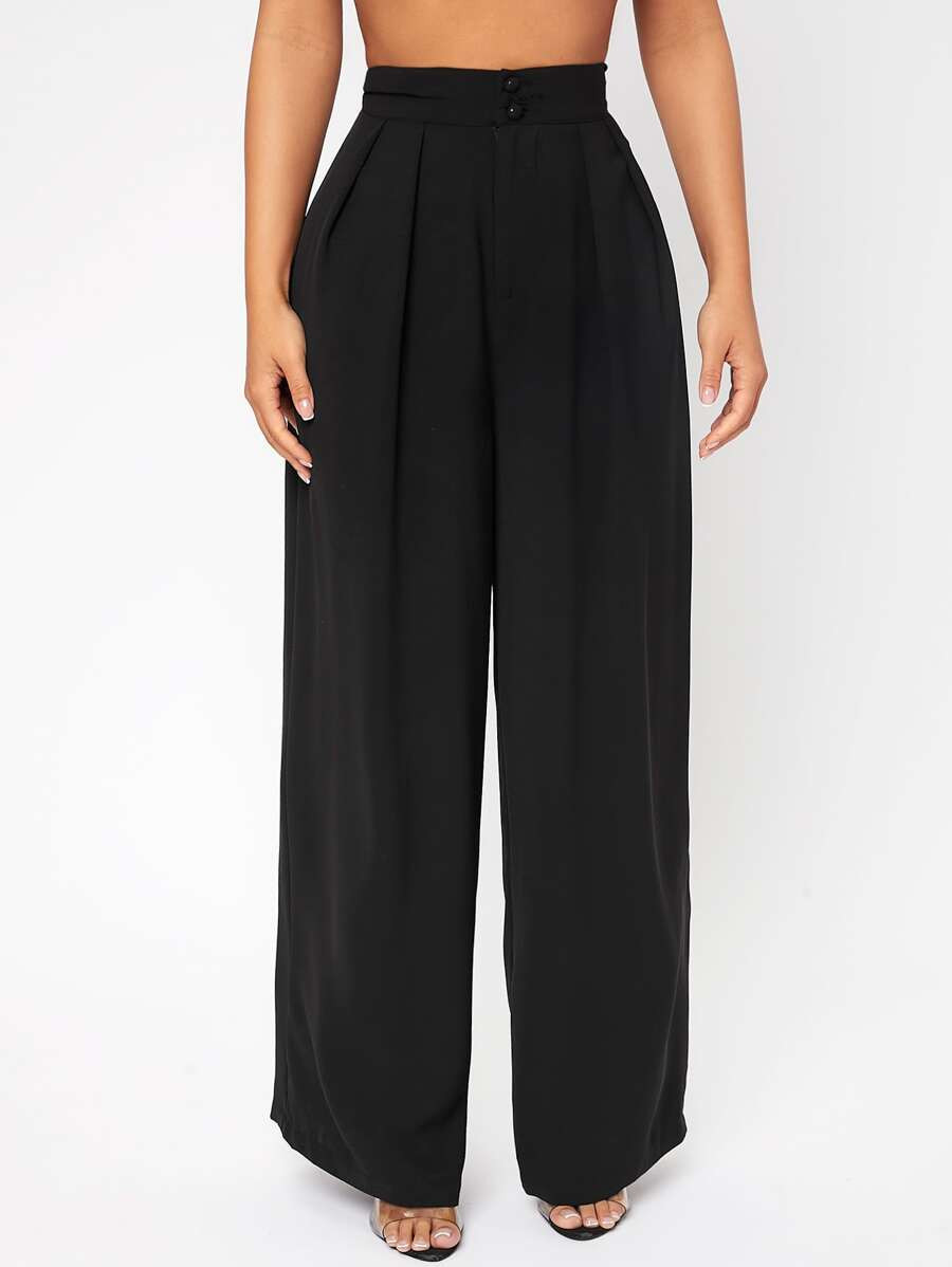 SHEIN PETITE High Waist Plicated Wide Leg Pants
   
      SKU: sw2111187270657167
          (1000... | SHEIN