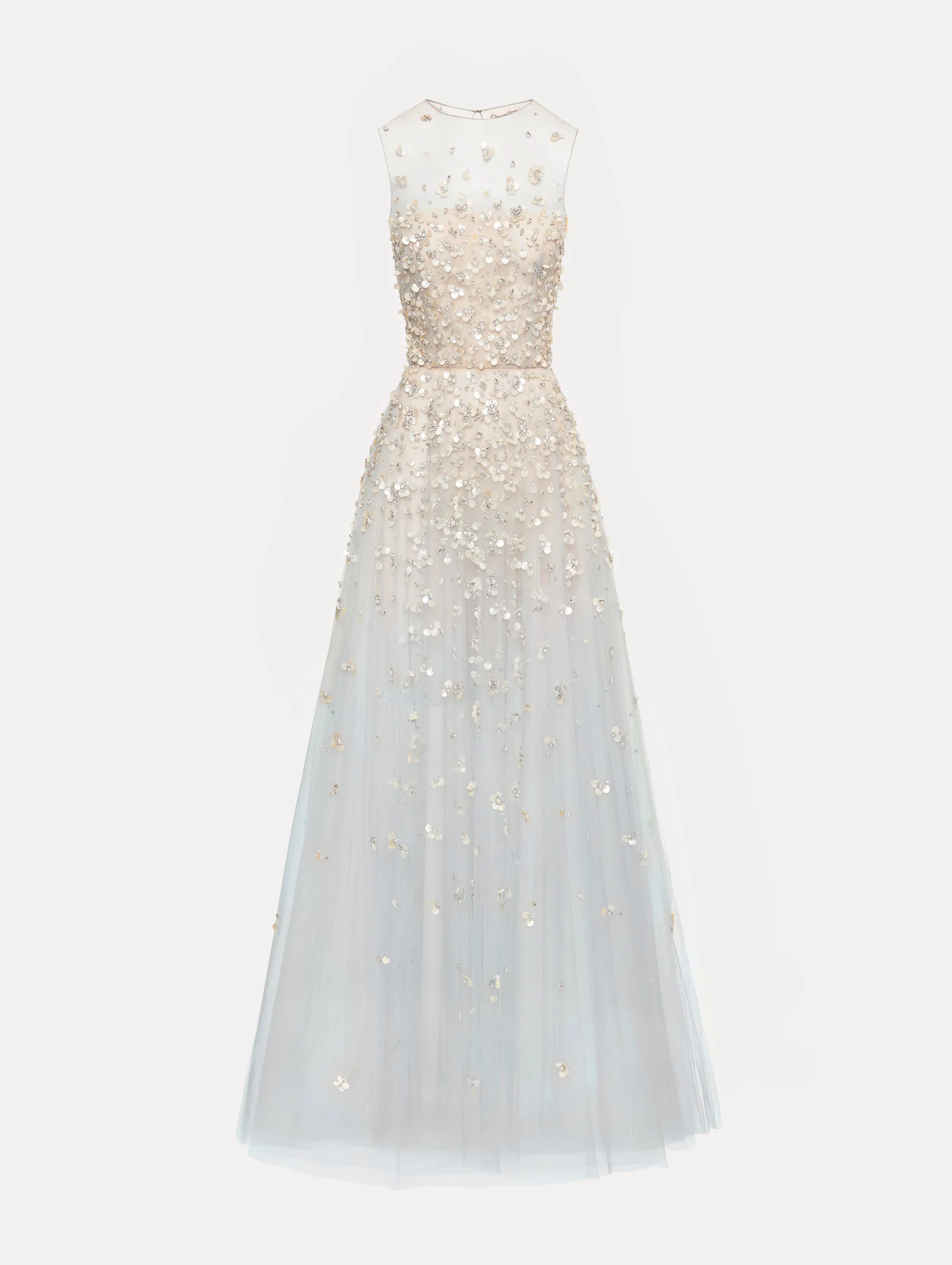 Mother of Pearl Embroidered Illusion Gown | Oscar de la Renta