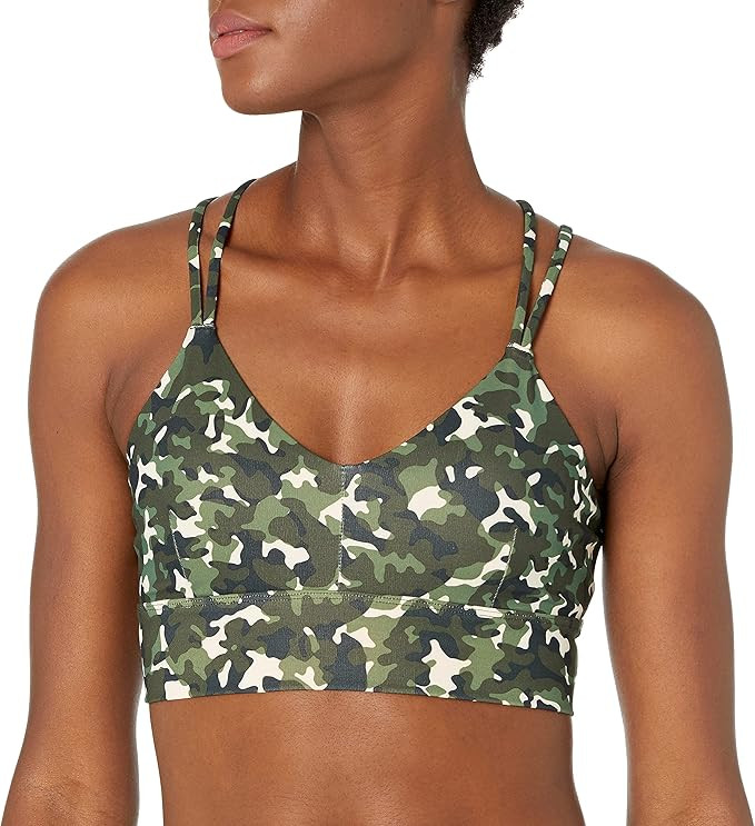 Core 10 Women's Spectrum Strappy Longline Plunge Yoga Sports Bra | Amazon (US)