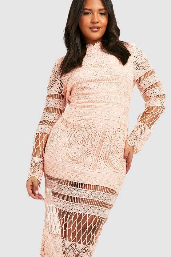 Plus Lace Panelled Midi Dress | Boohoo.com (US & CA)