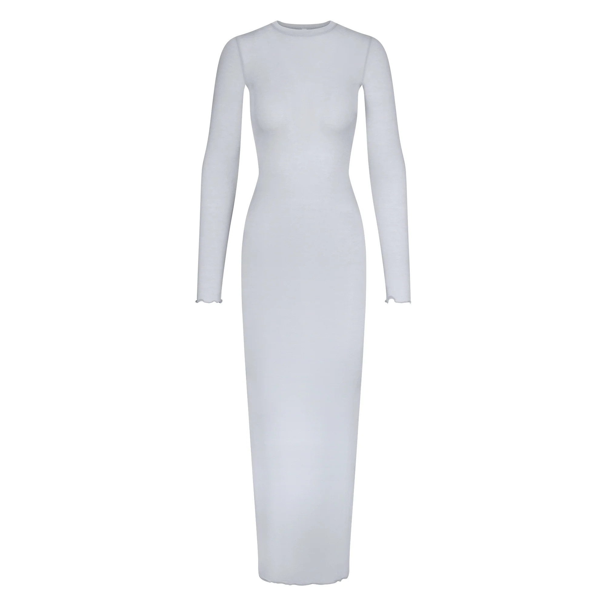 SHEER MODAL LONG SLEEVE LONG DRESS | PEARL | SKIMS (US)