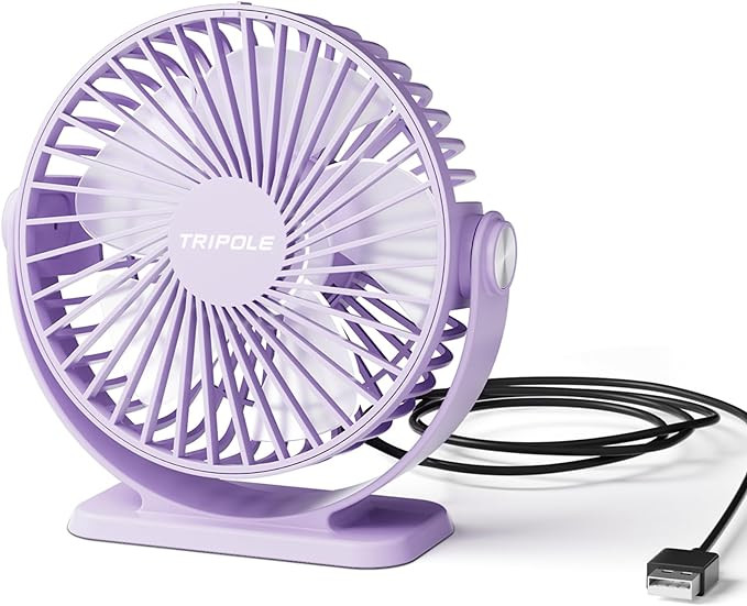 TriPole Desk Fan USB Powered Mini Portable Fan 3 Speeds Strong Airflow Small USB Fan 360°Rotatio... | Amazon (US)