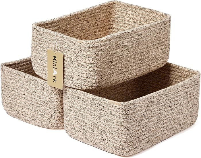 Small Storage Baskets for Organizing | Closet Organizer Bins | Shelf Toy Basket | Woven Rope Bask... | Amazon (US)