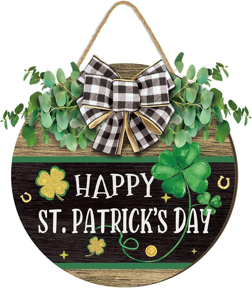 St. Patrick's Day Welcome Door Sign Lucky Hanging Door Decor Happy St Patricks Day Wooden Sign Ir... | Amazon (US)