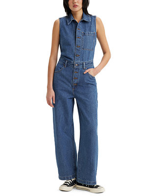 Levi's Women's Cotton Button-Front Sleeveless Jumpsuit - Macy's | Macy's