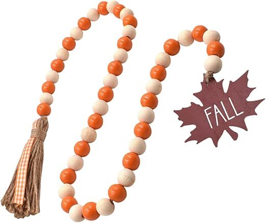 VOSAREA Tassels Wooden Decor Jute Tag Rope Decorative Beads with Beaded Day Autumn Garland Fall T... | Amazon (US)