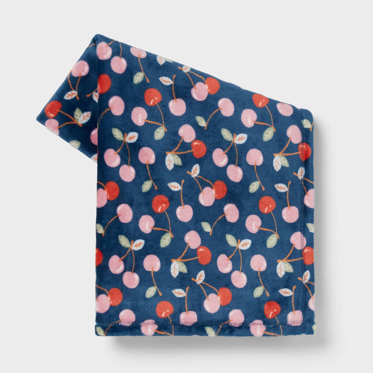 Cherries Printed Plush Throw Blanket Navy - Room Essentials™ | Target
