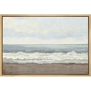 wall26 Framed Canvas Print Wall Art Ocean Wave Coastal Landscape Nature Wilderness Illustrations ... | Amazon (US)