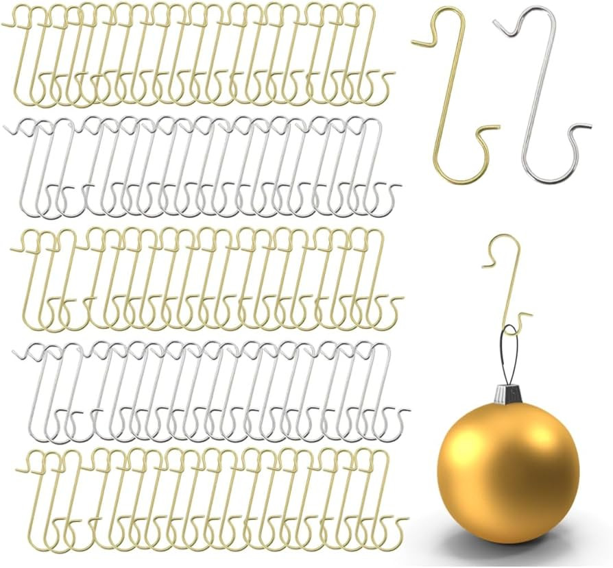 MERRYXMAS 150x Weihnachtsbaum Haken: Baumhaken Kugelaufhänger in Gold und Silber - S-förmige Au... | Amazon (DE)