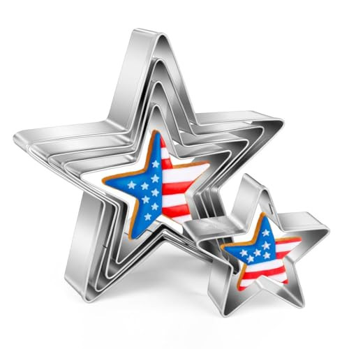 Star Cookie Cutter Set - Gtmkina 5 Pieces Mini Star Shaped Biscuit Cutter Set, Stainless Steel Small Cookie Cutters Set for DIY Holiday Party Decorations, 1 | Amazon (US)