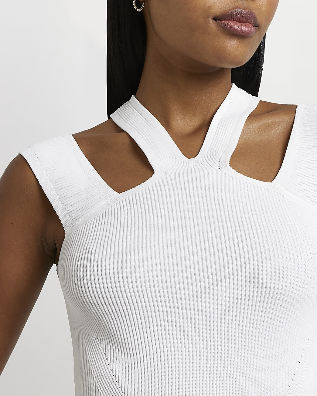 White cut out halter neck top | River Island (UK & IE)