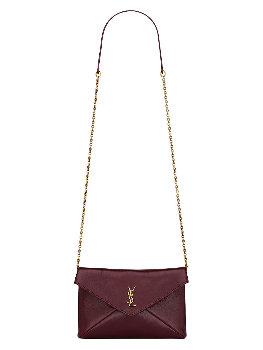Women's Cassandre Chain Pouch in Shiny Leather - Dark Ruby | Saks Fifth Avenue
