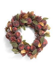 26in Wreath With Sugared Apples | Plants & Planters | Marshalls | Marshalls