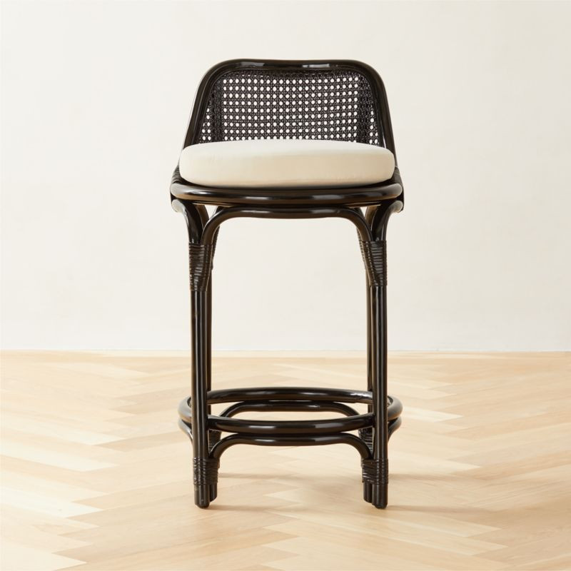 Coba Modern Black Cane Counter Stool | CB2 | CB2
