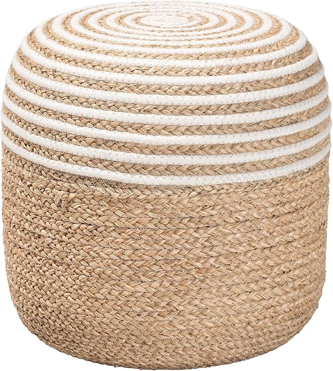bali & pari Nequiel Modern Bohemian Natural Seagrass and Woven Rope Ottoman/Footstool | Amazon (US)