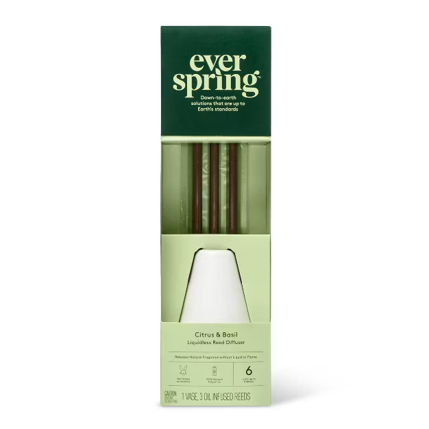 Citrus & Basil Liquidless Reed Diffuser - 3ct - Everspring™ | Target