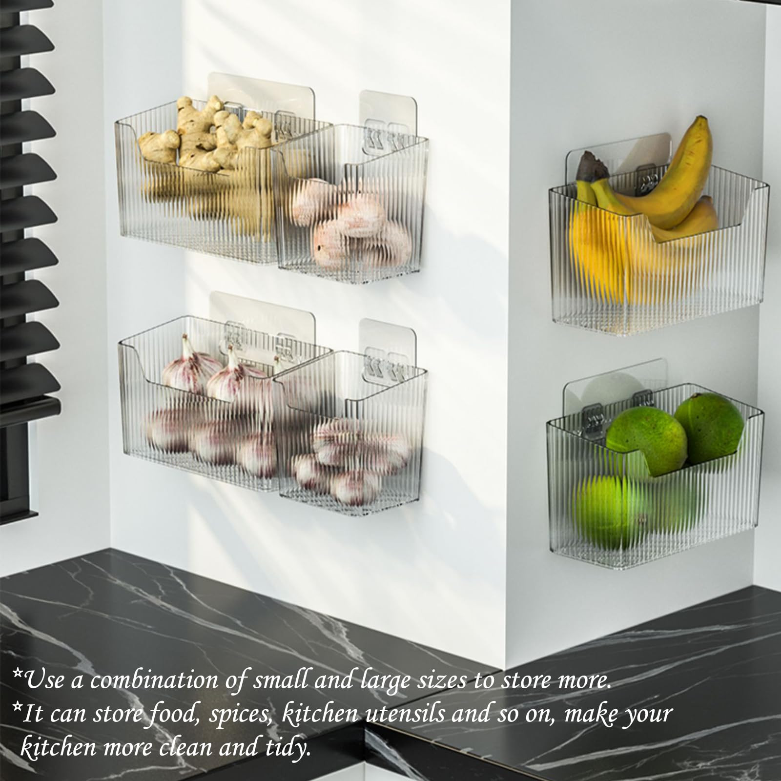 Set Of 2 Storage Organizer Bins Wall Mounted Shower Basket, Shower Caddy Stackable Clear Plastic ... | Amazon (US)