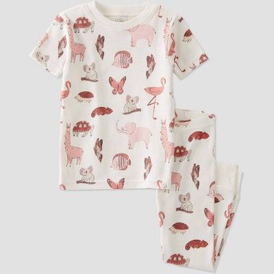 little planet by carter's Toddler Girls' 2pc Animals and Insect Organic Cotton Pajama Set - White... | Target