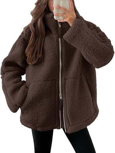 ANRABESS Womens Fleece Jacket Oversized Zip Up Sherpa Fuzzy Casual Coats Winter Fall Outerwear 20... | Amazon (US)