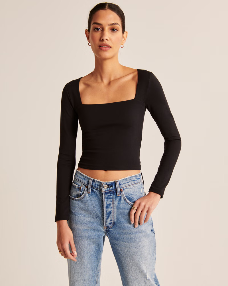 Double-Layered Seamless Fabric Squareneck Top | Abercrombie & Fitch (US)