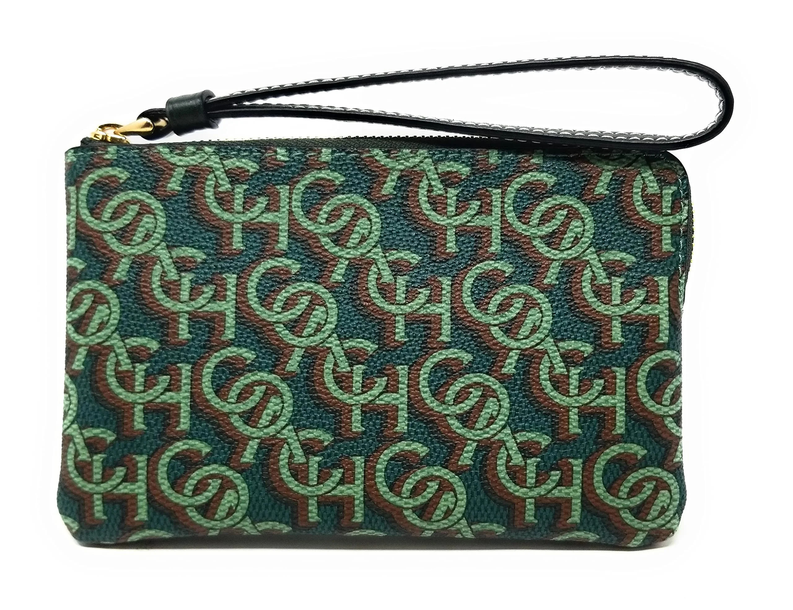 Coach Women's Small Corner Zip Wristlet with Coach Monogram Print (Green) | Walmart (US)