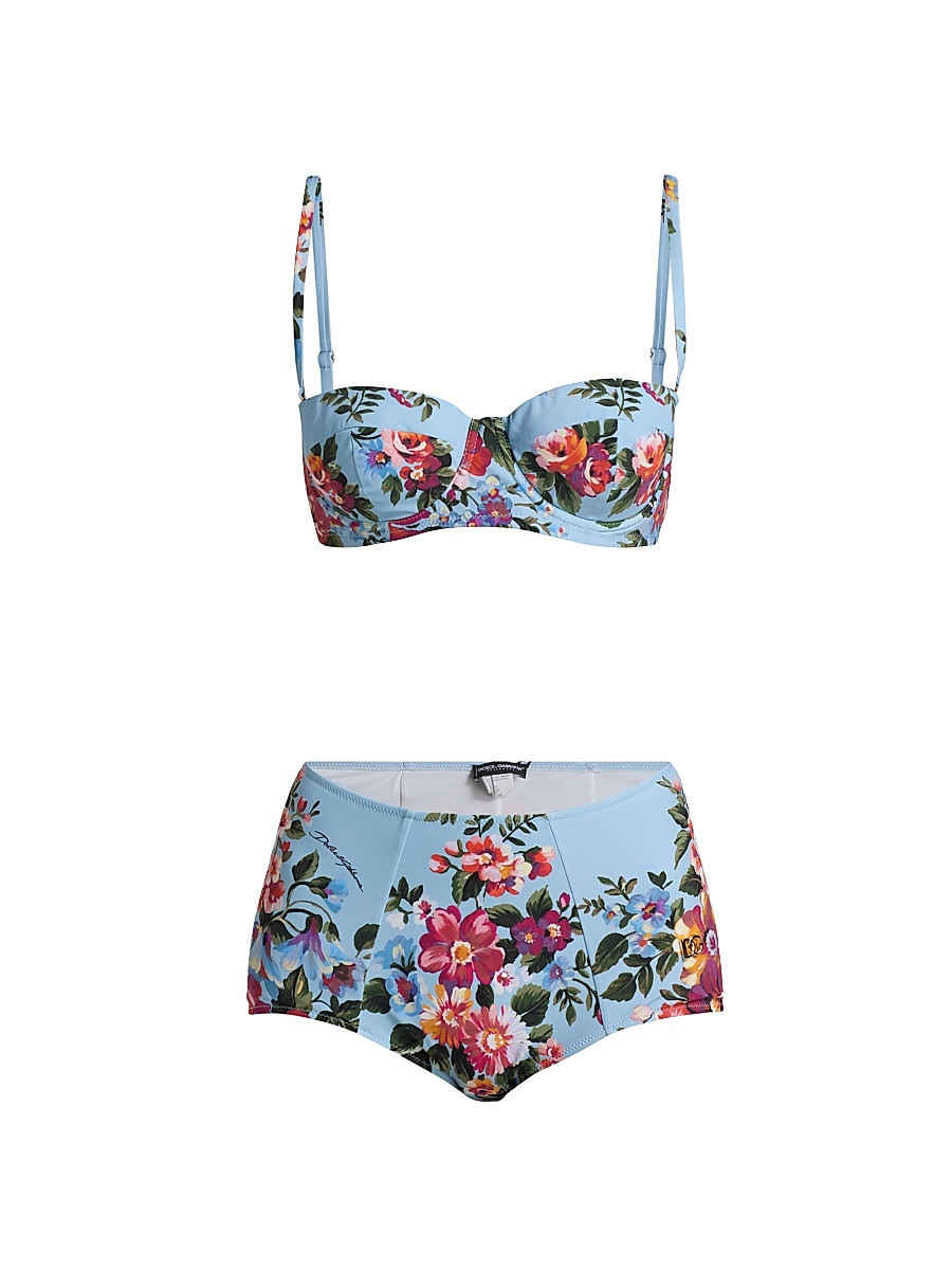 Women's Floral Bouquet Print Retro Bikini - Blue Floral - Size Small | Saks Fifth Avenue