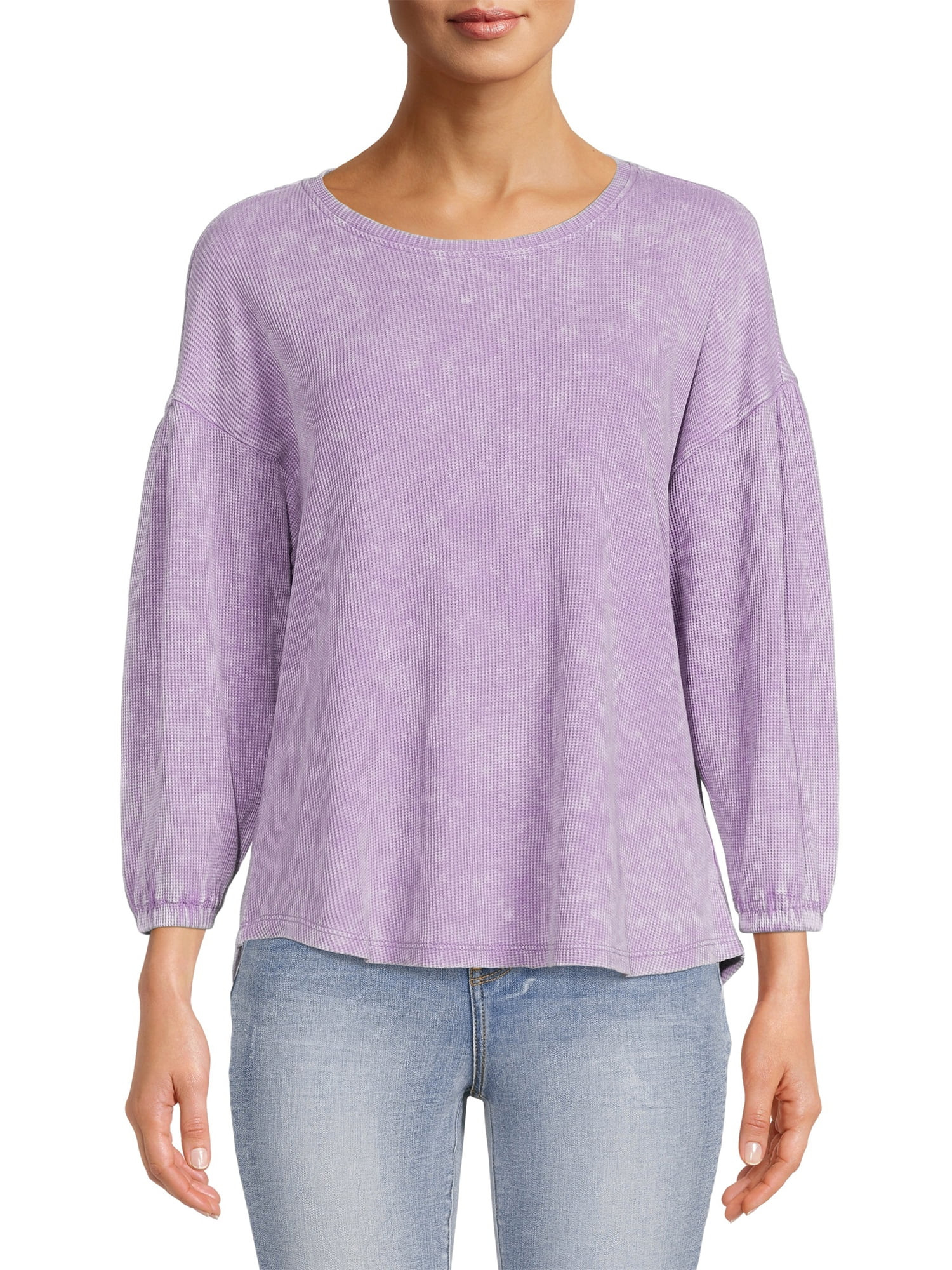 Time and Tru Women's Washed Waffle Top | Walmart (US)