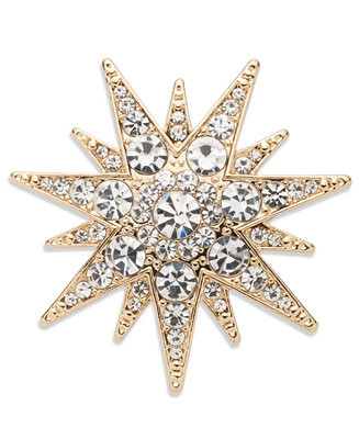 Gold-Tone Crystal Starburst Pin | Macy's