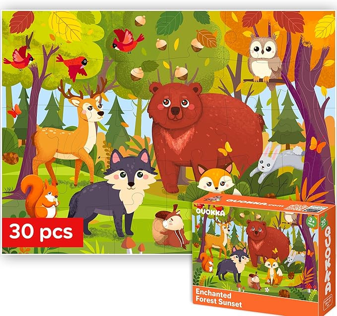QUOKKA Puzzles for Kids Ages 3-5 - 30 Pieces Puzzles for Toddlers 2-4 - Forest Animals Learning J... | Amazon (US)