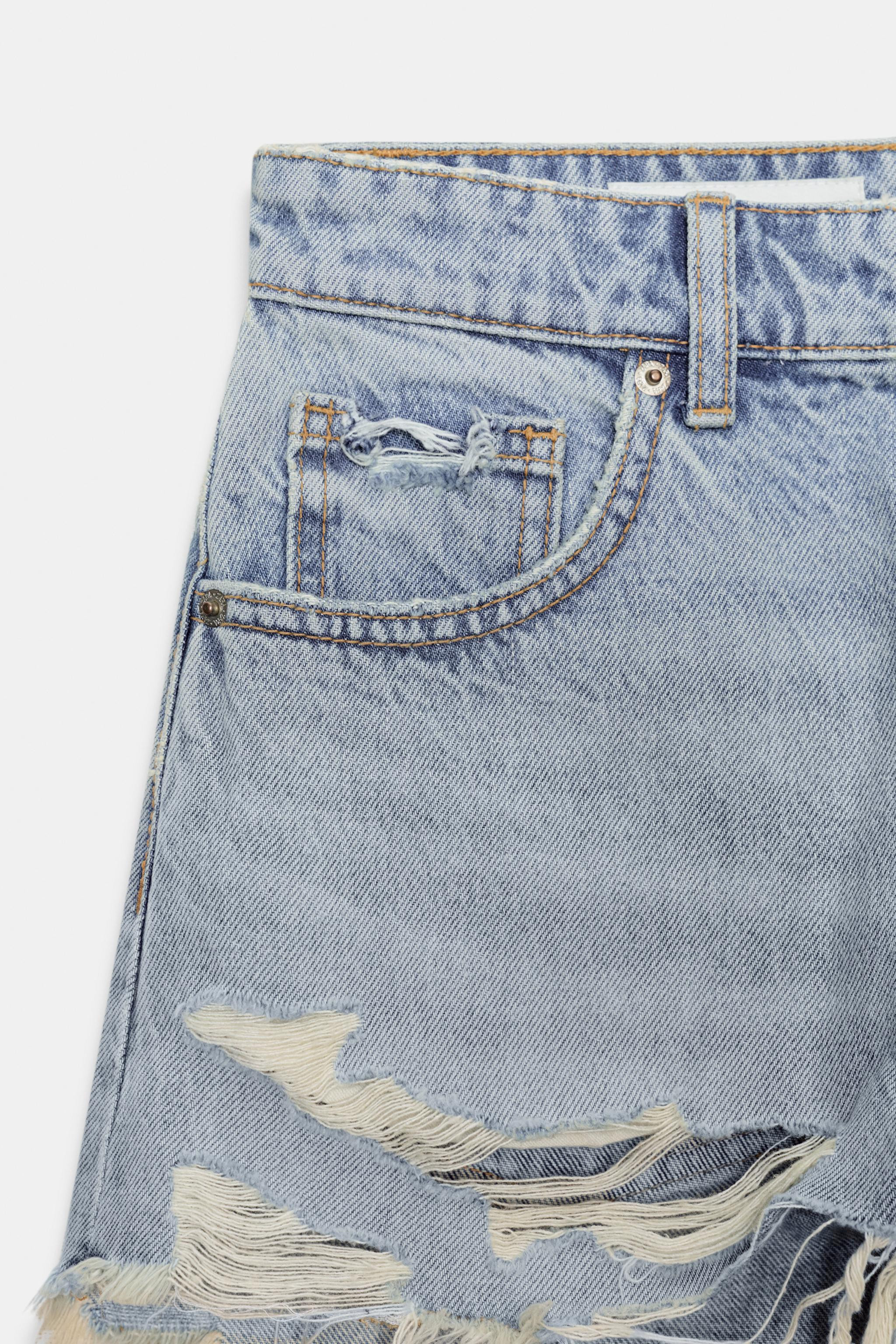 TRF CURVED HIGH-WAISTED DENIM SHORTS | Zara US