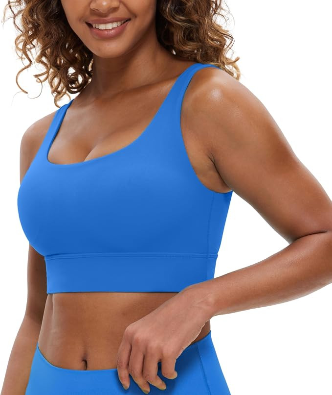 CRZ YOGA Butterluxe U Back Longline Sports Bras for Women - Scoop Neck Padded Yoga Workout Crop T... | Amazon (US)
