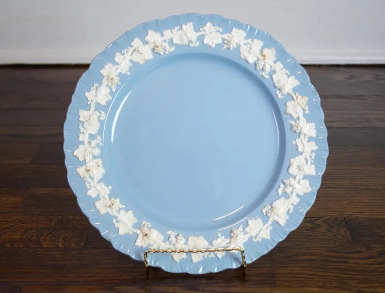 Vintage Wedgewood Queensware Embossed Grapevine Pattern Blue & Cream Shell Edge Plate 10 - Etsy | Etsy (US)