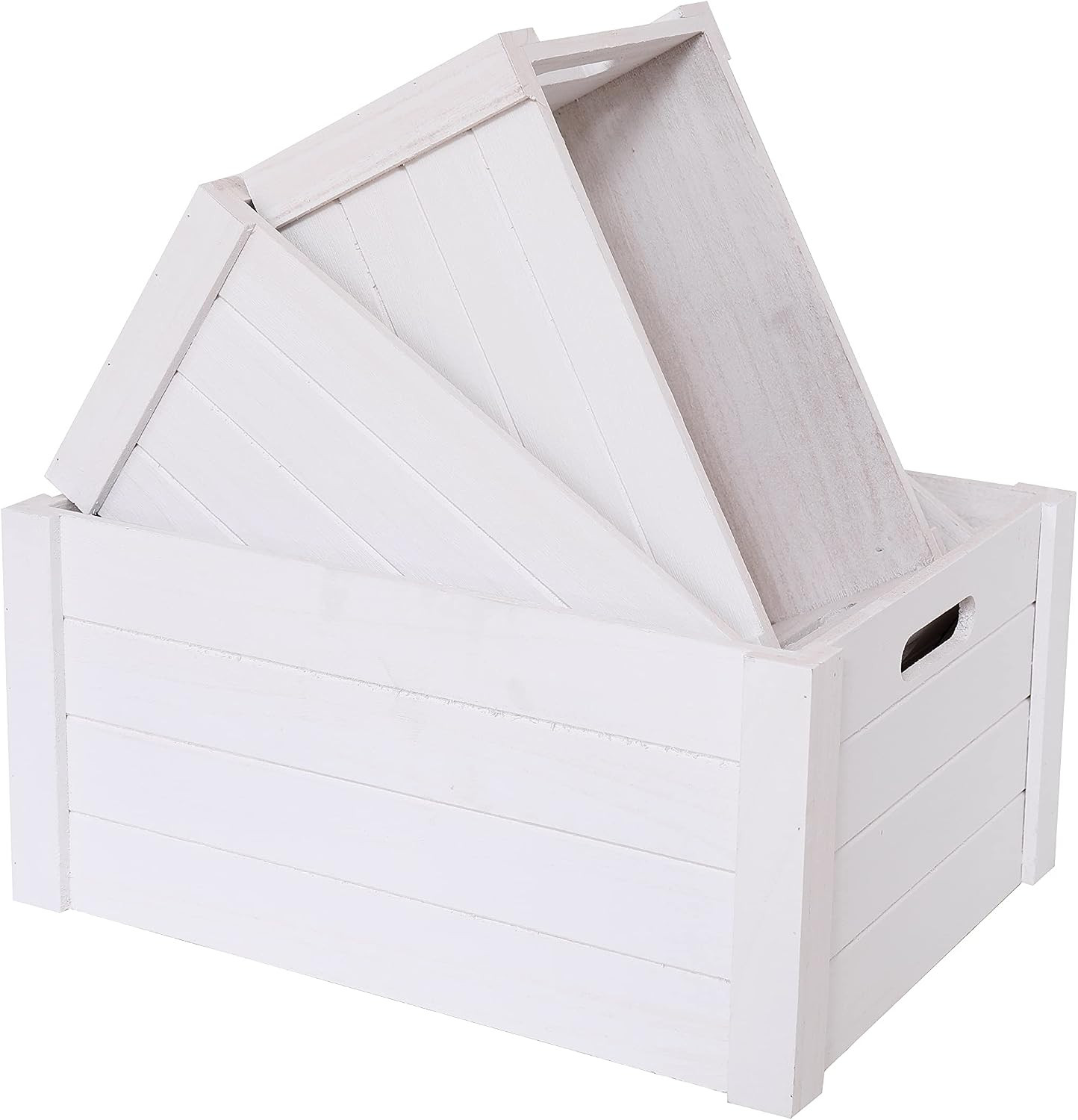 Farmhouse Modern White Wooden Crates For Storage | Amazon (US)