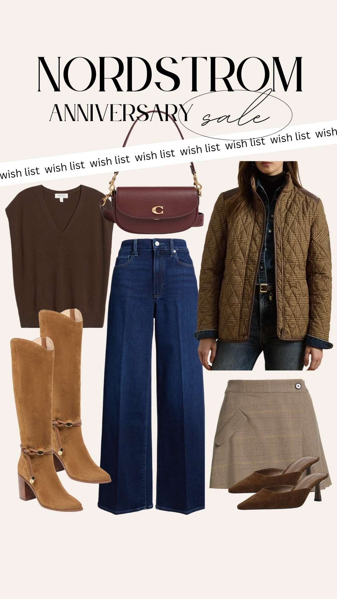 Nordstrom Anniversary Sale 
wishlist, jacket, plaid skirt, knee high boots, jeans, coach shoulder bag, sweater top, nsale 2025, nordy sale, nsale

#LTKSaleAlert