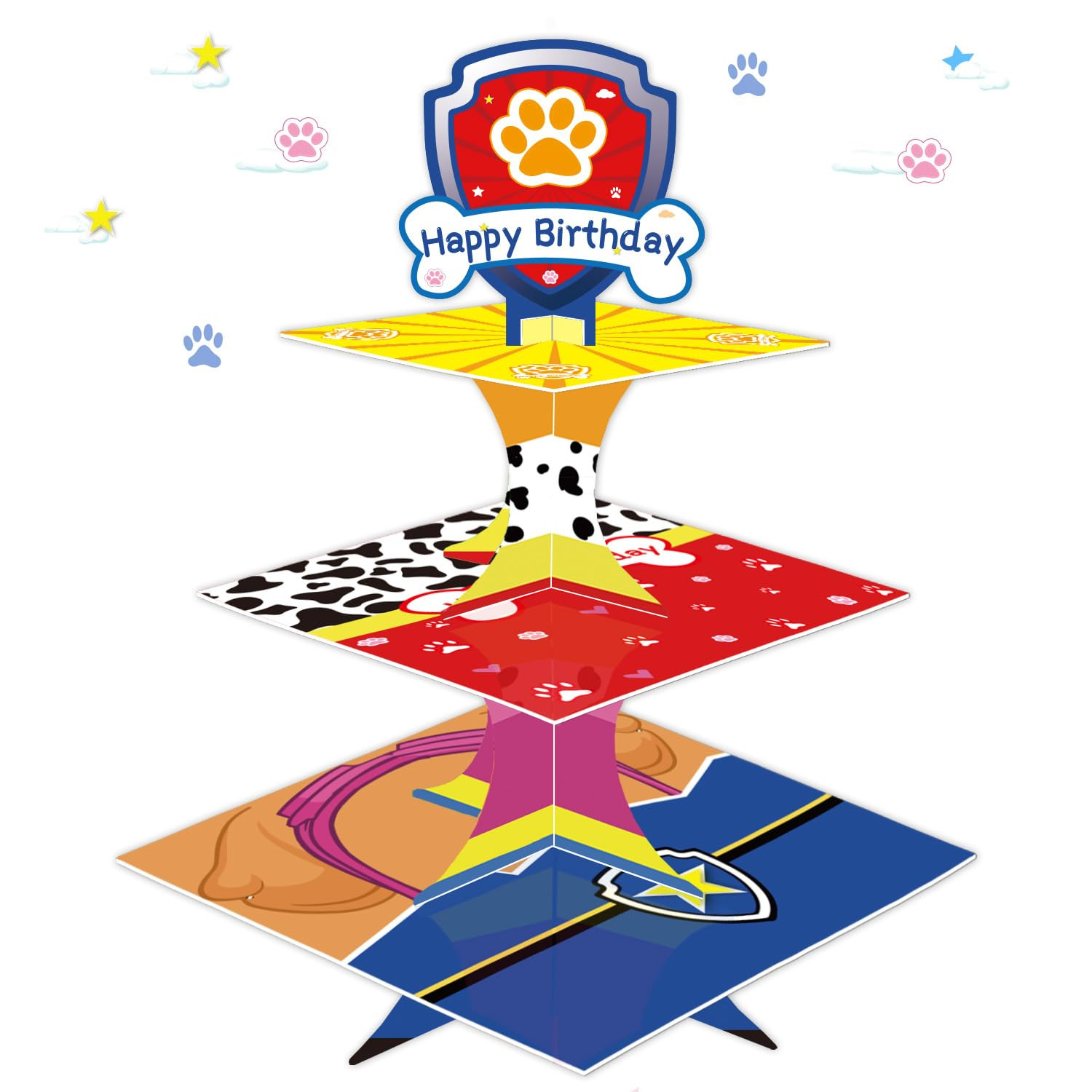 Cartoon Dog Cupcake Stand 3 Tier Cardboard Cake Stand Dessert Tower Holder for Girls Boys Paw The... | Amazon (US)