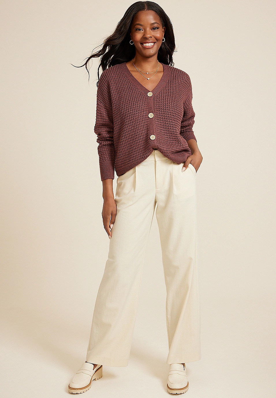 Mesh Button Front Cardigan | Maurices