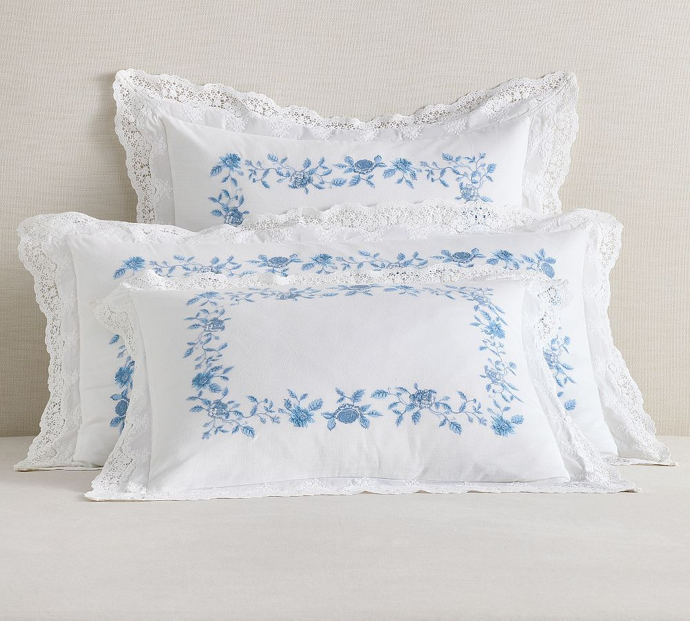 LoveShackFancy Blue Rose Sham | Pottery Barn (US)