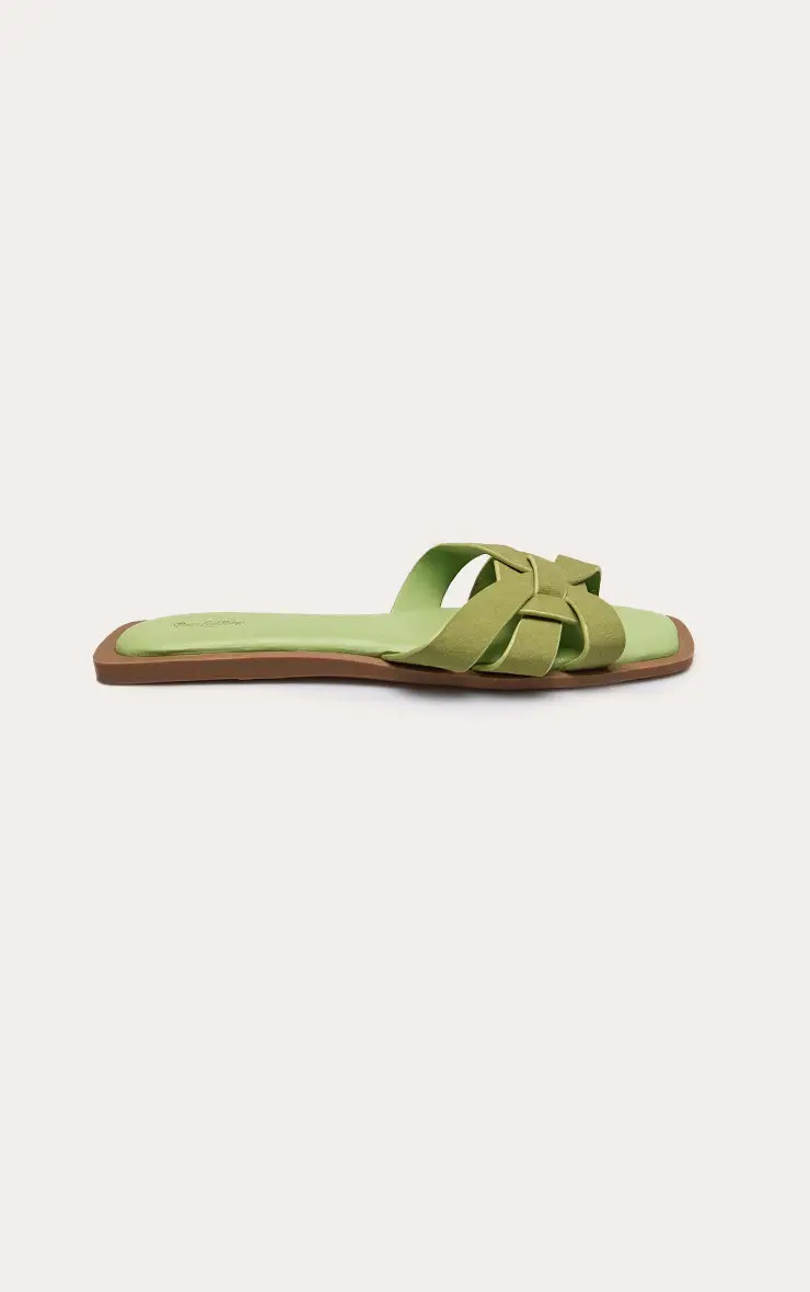 Green Faux Suede Multi Strap Mule Sandals | PrettyLittleThing UK