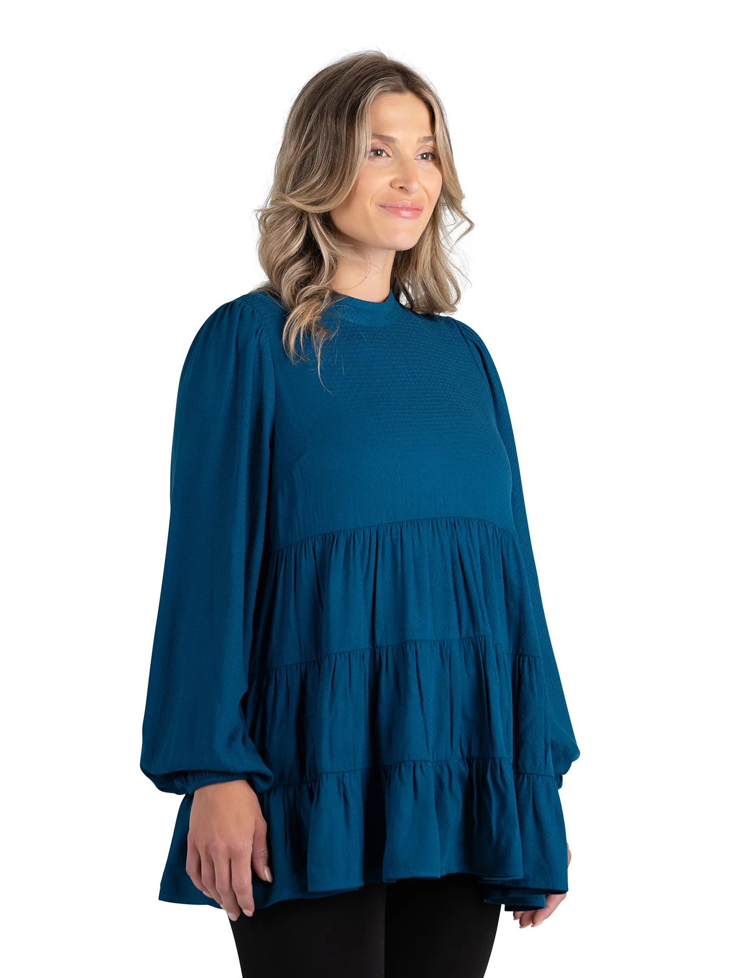 Destination Maternity Women's Maternity Mock Neck Blouse, Sizes S-XXL | Walmart (US)