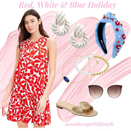 Red, White & Blue Outfit for all the Summer Patriotic Holidays & Occasions. 

White Enamel Earrings & Blue Crochet with Red Flowers/Pearls Headband are BriannaCannon.com my discount code is: 10Anna 

Red Plumeria Ruched Flounce Swing Dress, Cobalt Blue Bracelet, Pearl Gold Bracelet, White Sunglasses & Jack Rogers Stud Flat Sandals

Spring Dress. Spring Outfit. Summer Outfit. Memorial Day. 4th of July. Loft. Kendra Scott. Target. 


#LTKstyletip #LTKSeasonal #LTKfindsunder100