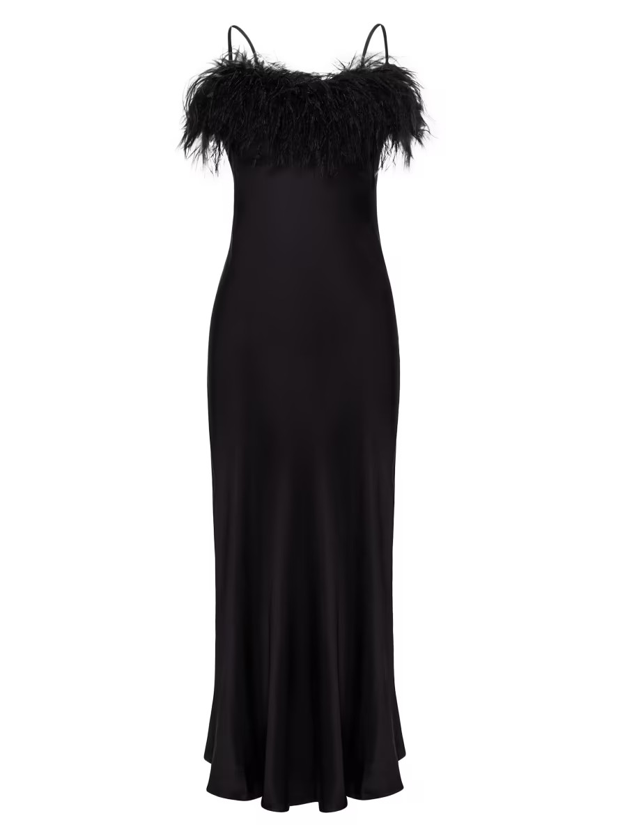 Boheme Feather-Trim Midi-Dress | Saks Fifth Avenue